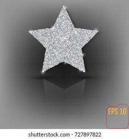 Glitter Stylish Silver Star, vector composition for glamour design