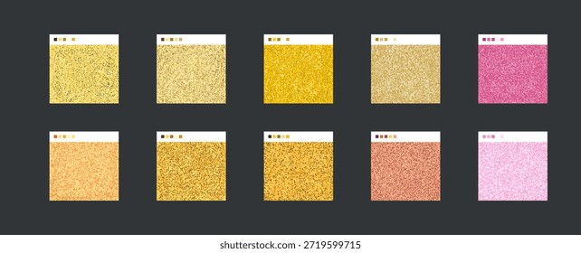 Glitzer Textur Hintergründe Set Gold Pink Sparkle Konfetti Muster für Dekoration Design Scrapbook Digitale Papier Vektor Kollektion