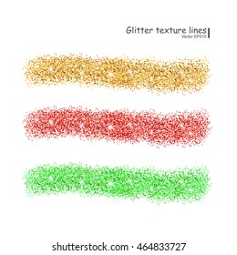 Glitter texture colorful line set on white background. Vector illustration.