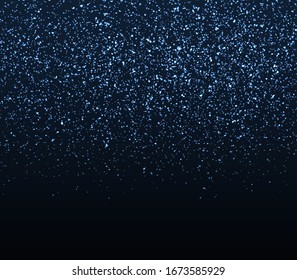 Glitter Texture. Falling Abstract Particles. Shining Blue Confetti. Sparkle Glitter Background. Vector Illustration. Blue Falling Lights.