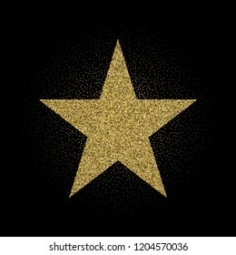Glitter texture. Golden star. Vector illustration for cards, posters, banners, invitations