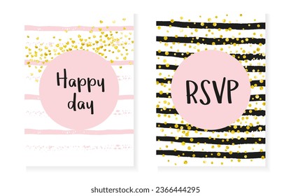 Glitter Texture. Pink Holiday Print. Stripe Birthday Card. Decorative Painting Set. Rose Invite. Black Branding Starburst. Golden Fashion Spray. Stripe Glitter Texture