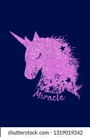 glitter unicorn pink slogan