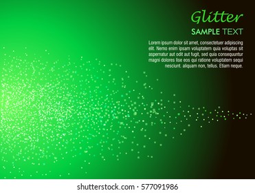 Glitter vector background with sample text in green color 