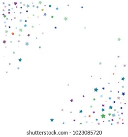 Glitter Vector Falling Stars Pattern. Magic Trail Confetti Celebration Border, Frame. Christmas, New Year, Birthday, Music Party Ornament. Night Vintage Glitter Vector Falling Stars Pattern
