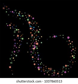 Glitter Vector Falling Stars Pattern. Magic Trail Confetti Celebration Border, Frame. Christmas, New Year, Birthday, Music Party Festival Night Vintage Glitter Vector Falling Stars Pattern