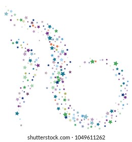 Glitter Vector Falling Stars Pattern. Glamour Vintage Confetti Celebration Border, Frame. Christmas, New Year, Birthday, Music Party Ornament. Gift Voucher Glitter Vector Falling Stars Pattern