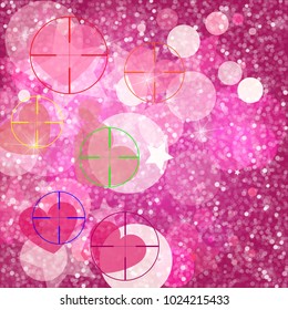 Glitter vintage lights background. light silver, and pink. Gefocused. Hearts and shine. Heart At Gunpoint