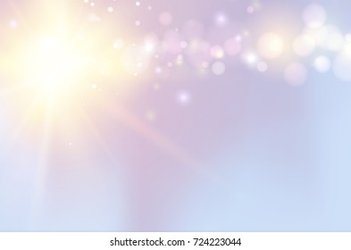 Glitter vintage lights background on defocused image. Vector illustration.