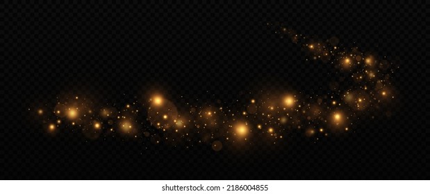 Glitzerwellenstaub mit glänzenden Partikeln Glanzstaub auf transparentem Hintergrund. Erfrischungsweg mit Lichteffekt.