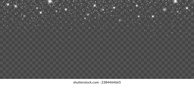 Glitter white color particles background effect for luxury greeting card. Christmas glowing light bokeh background texture.