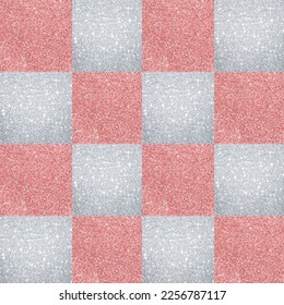 Glittered Pink and Silver Checker Pattern Checkerboard and Chessboard texture for wall, wall art, wallpaper, notebook cover