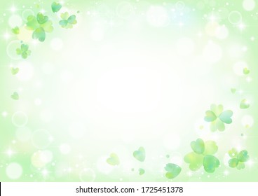 Glittering background of green clover