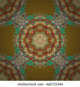 Glittering background illustration in brown and beige colors. Vector seamless Christmas ornament pattern.