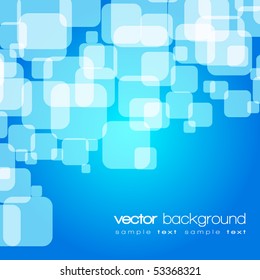Glittering blue square lights background with text - vector