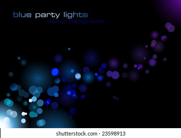 glittering blurry blue lights against a black background - abstract vector illustration