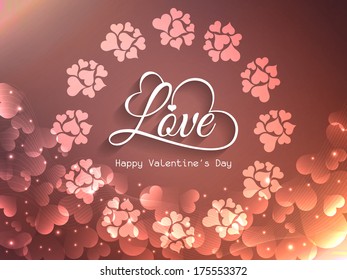 Glittering bright background design for valentine's day with beautiful text design of Love. vector illustration