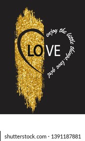 glittering brush lettering,love,for t-shirt slogan-vector