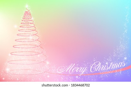 Glittering Christmas tree and iridescent gradient