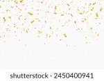 Glittering confetti on a transparent background. Gold confetti