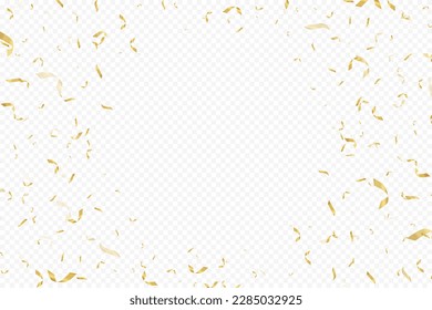 Glittering confetti on a transparent background. Gold confetti