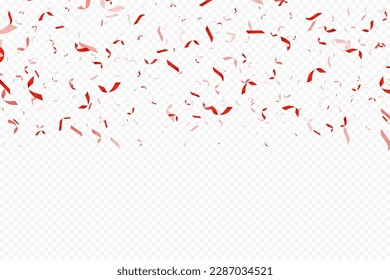 Glittering confetti on a transparent background. Red confetti