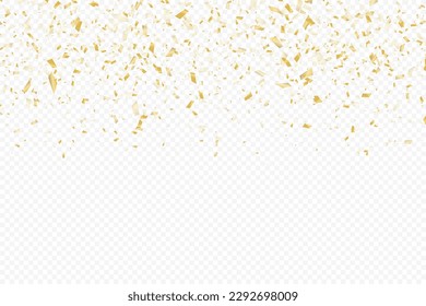 Glittering confetti on a transparent background. Gold confetti