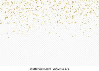 Un confetti reluciente sobre un fondo transparente. Confeti de oro