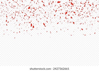 Glittering confetti on a transparent background. Red confetti