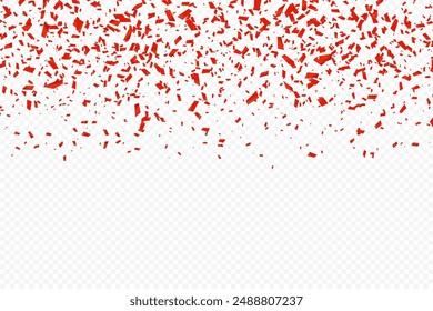 Glittering confetti on a transparent background. Red confetti