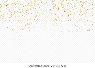 Glittering confetti on a transparent background. Gold confetti