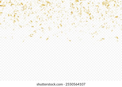 Glittering confetti on a transparent background. Gold confetti