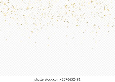 Glittering confetti on a transparent background. Gold confetti