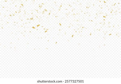 Glittering confetti on a transparent background. Gold confetti