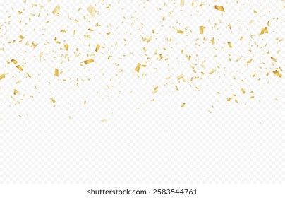 Glittering confetti on a transparent background. Gold confetti