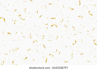 Confeti brillante sobre un fondo transparente. Confeti de oro