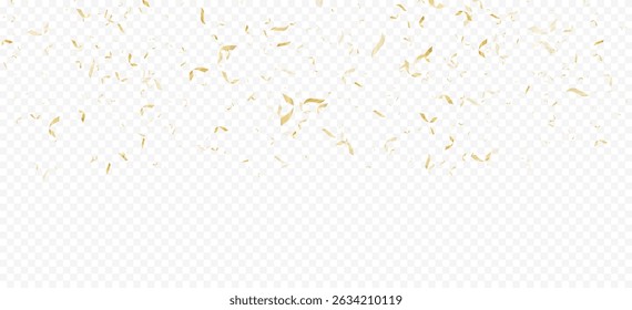 Confeti brillante sobre un fondo transparente. Confeti de oro