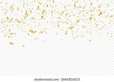 Glittering confetti on a transparent background. Gold confetti
