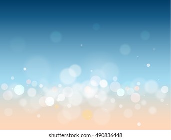 Glittering defocused blue and orange abstract background with colorful bokeh
