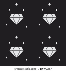Glittering diamond seamless pattern. Sparkle and gleams vector illustration on dark background. Decorative texture for print, textile, web, or any  use.