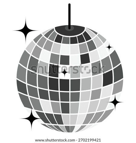 Glittering disco ball icon. Shining Mirror Disco Ball vector for 70s 80s Nightclub Party.
