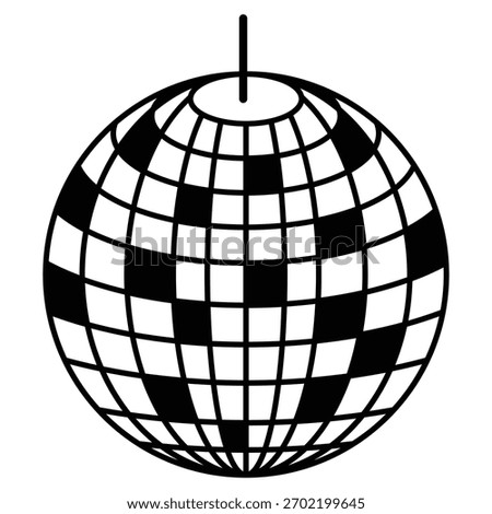 Glittering disco ball icon. Shining Mirror Disco Ball vector for 70s 80s Nightclub Party.