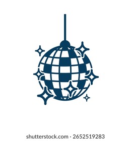 glittering disco ball light outline vector design.
