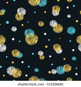 Glittering dots seamless pattern. Abstract dark vector celebration background.