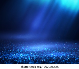 Glittering dust spotlight, stage light with shiny particles on the floor. vector eps10.