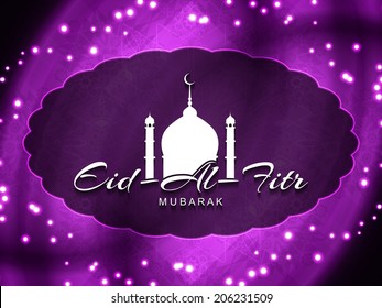 Glittering Eid Al Fitr mubarak background design. vector illustration 