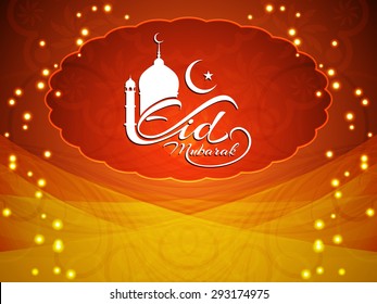 Glittering Eid Mubarak vector background design.