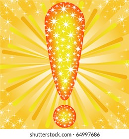 glittering exclamation mark on a gold star background