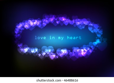 Glittering fantastic background with love shape