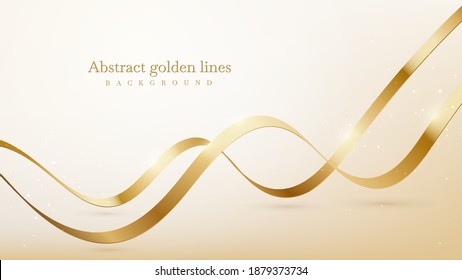 Glittering gold lines background, luxury style design concept. vector illustration.